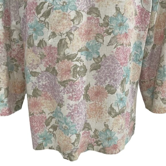 Vintage Block Island Petites Floral Blazer 14 Linen Blend Feminine Elegant Chic - Picture 5 of 12